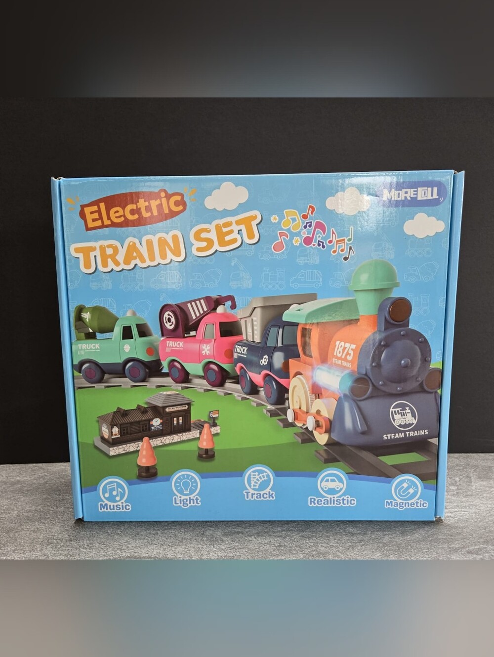 MoreColl Electric Train Set Wirh Music, Lights And Train Tracks